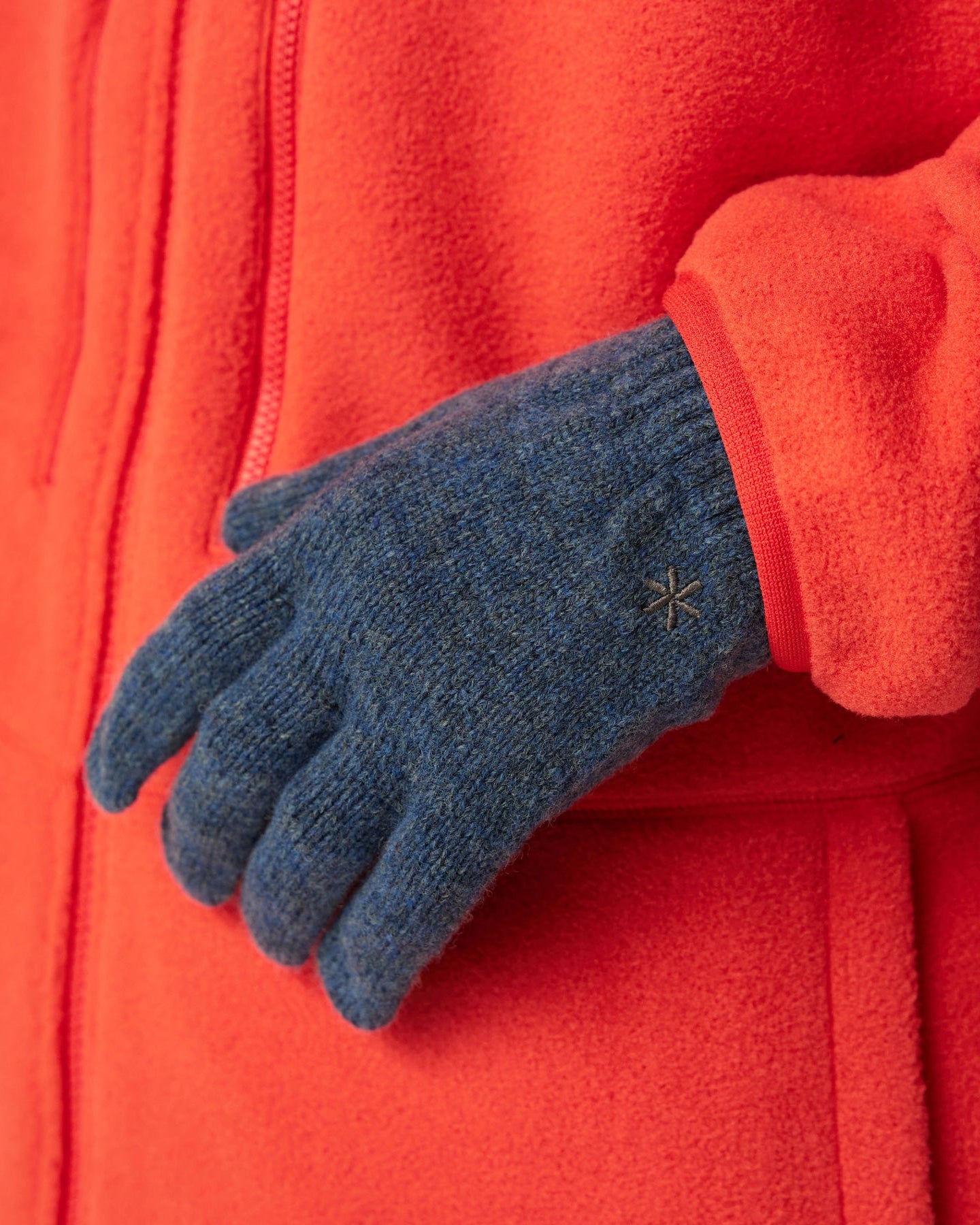 SNOW PEAK WASHABLE WOOL KNIT GLOVES - BLUE
