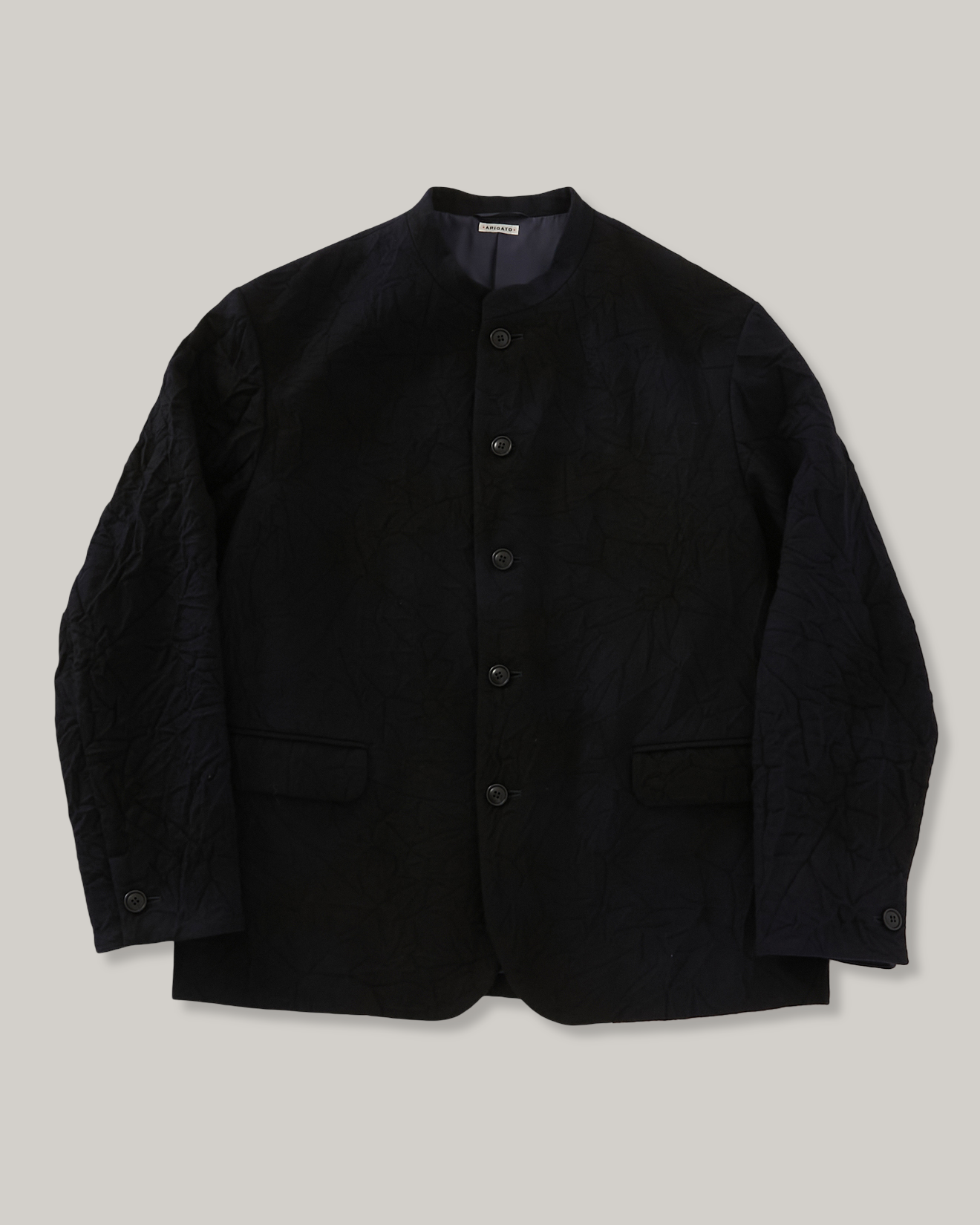 BLUE BLUE JAPAN SPECKLED DYED WOOL STAND UP COLLAR JACKET - DARK NAVY