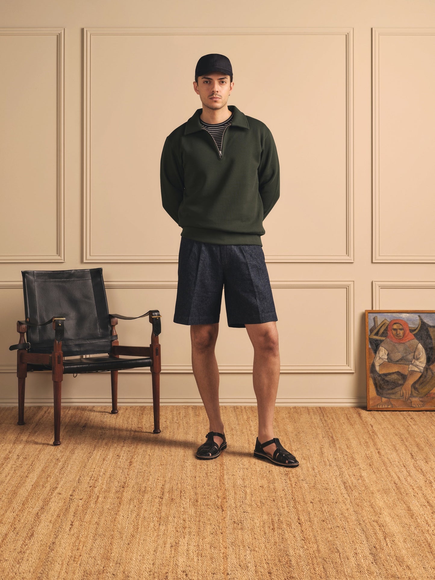 KNICKERBOCKER STADIUM LOFT KNIT QUARTER ZIP - BLACK