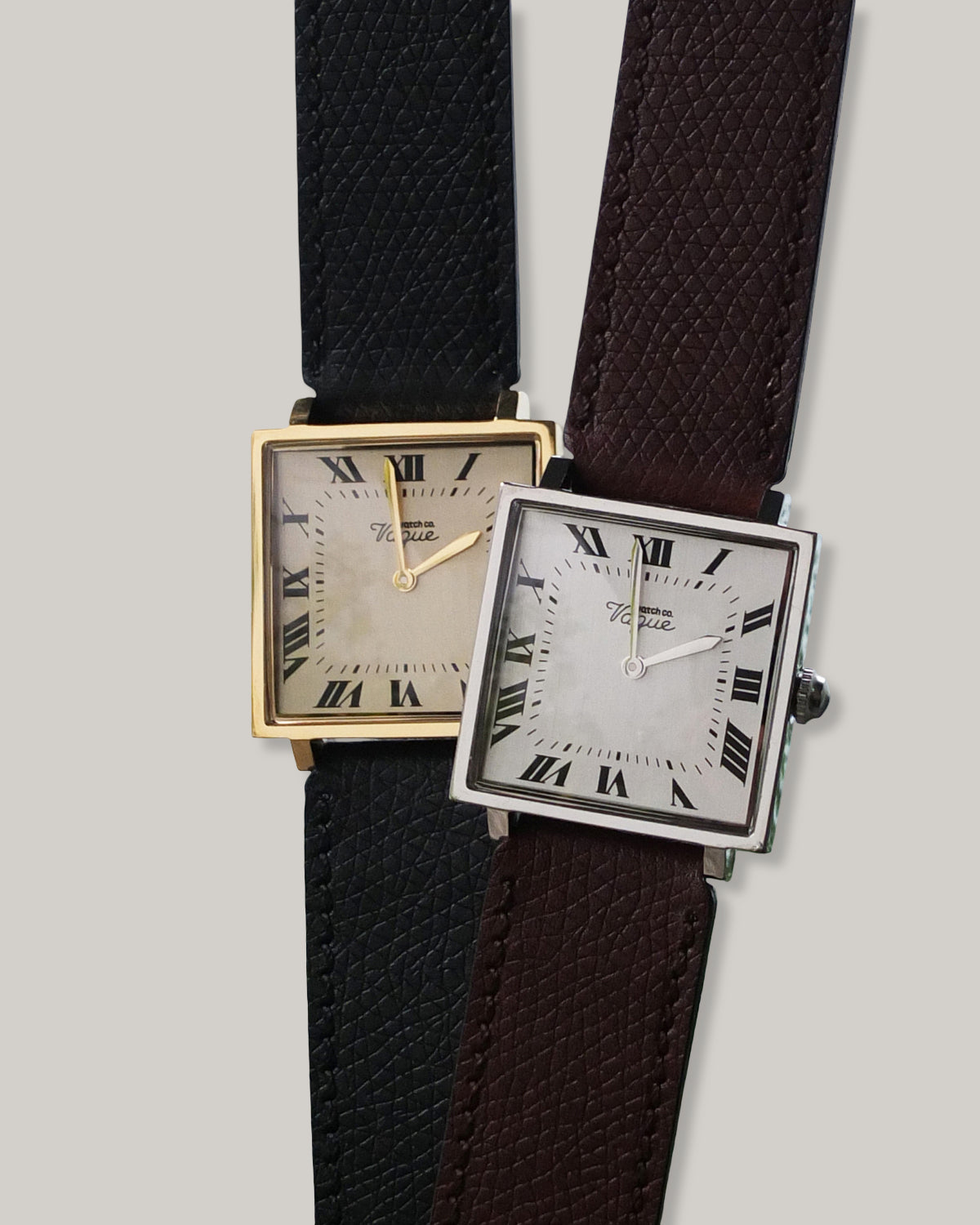 VAGUE WATCH CO. CARRÉ - SILVER W/ LIZARD STRAP