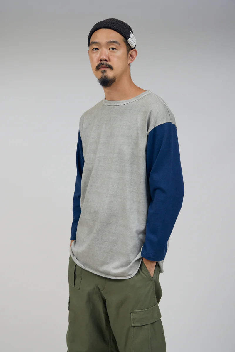 NIGEL CABOURN MAINLINE 7.8oz BASEBALL SHIRT - IVORY/ GREEN