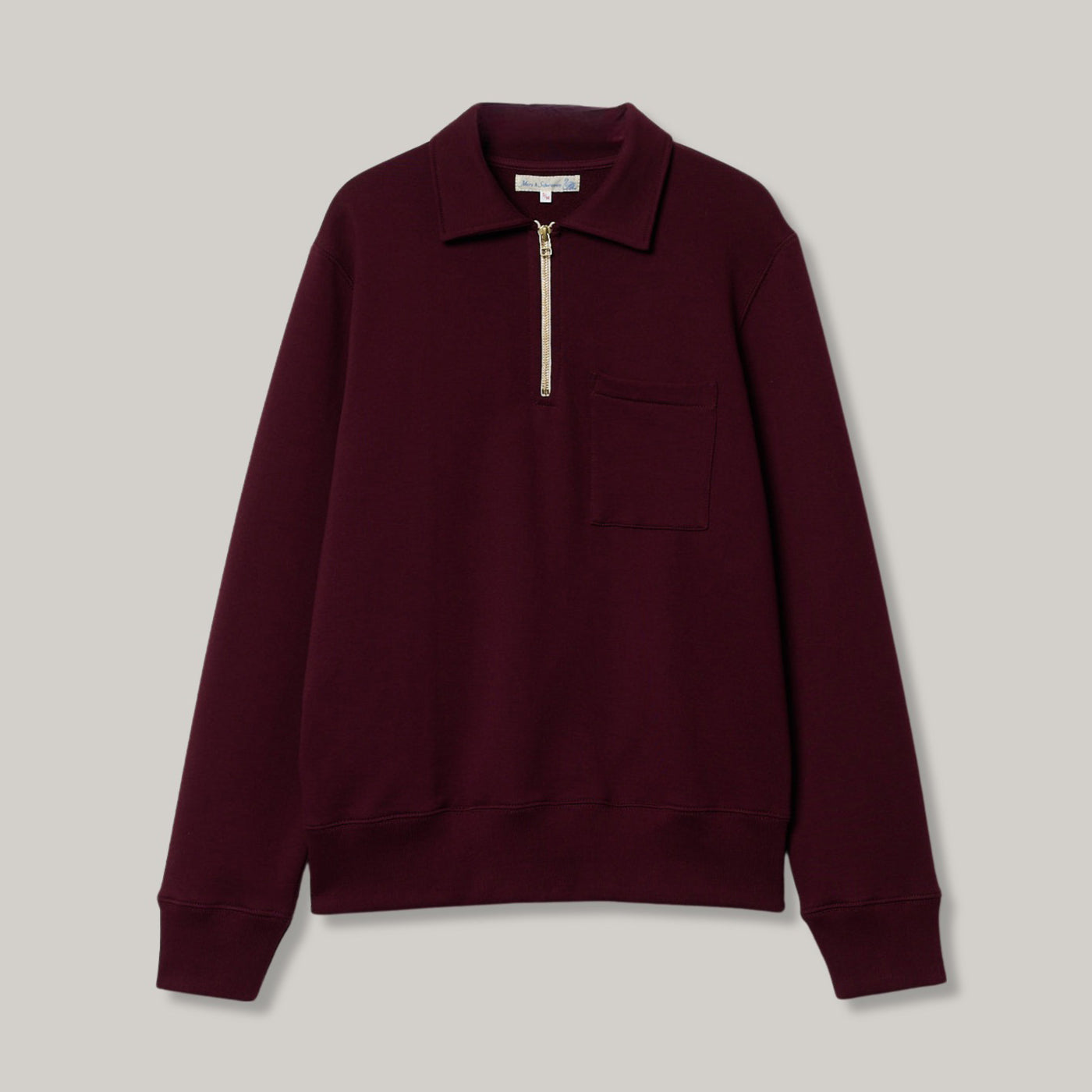 MERZ B. SCHWANEN 342Z HALF ZIP SWEATSHIRT - RUBY RED