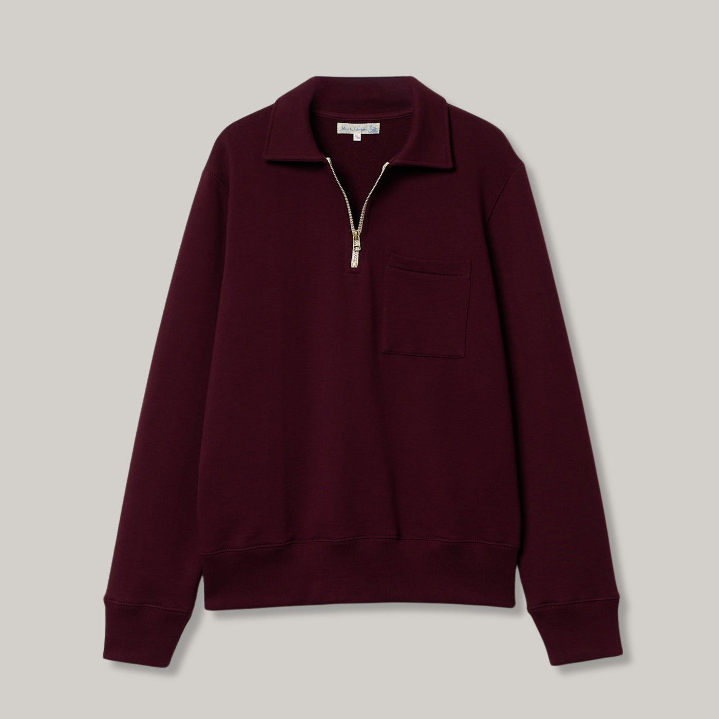 MERZ B. SCHWANEN 342Z HALF ZIP SWEATSHIRT - RUBY RED
