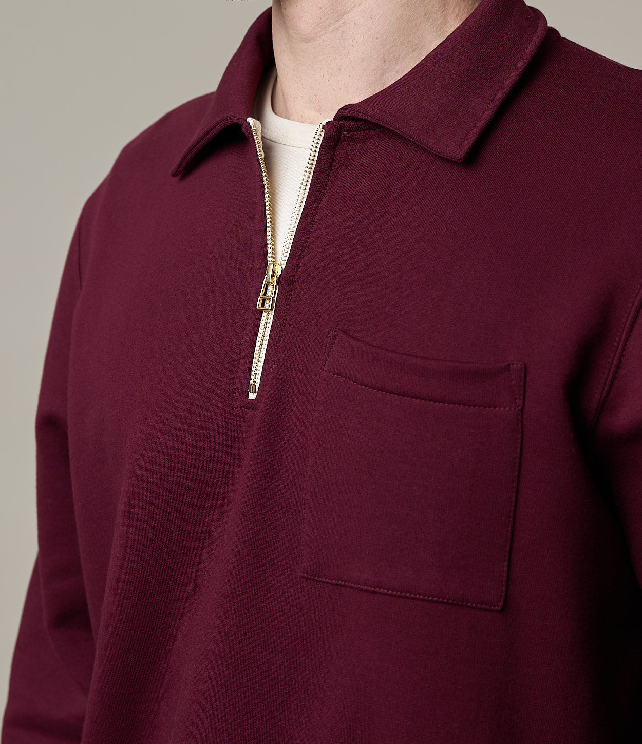 MERZ B. SCHWANEN 342Z HALF ZIP SWEATSHIRT - RUBY RED