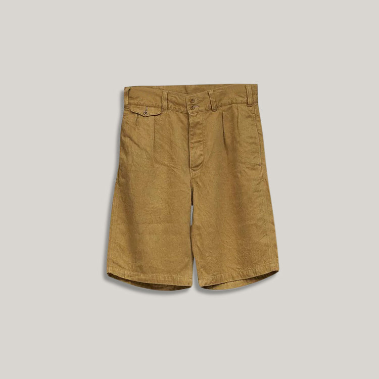 NIGEL CABOURN MAINLINE DESERT SHORT HEMP DENIM - KHAKI