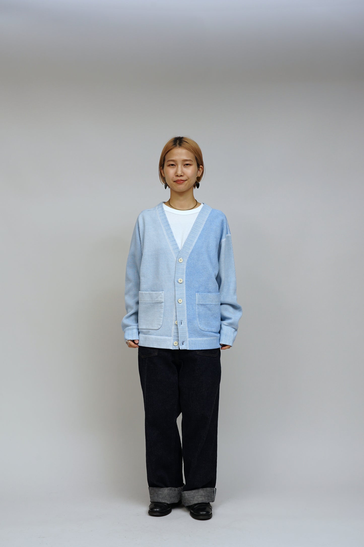 NIGEL CABOURN WOMEN'S BIG WAFFLE CARDIGAN - SAX