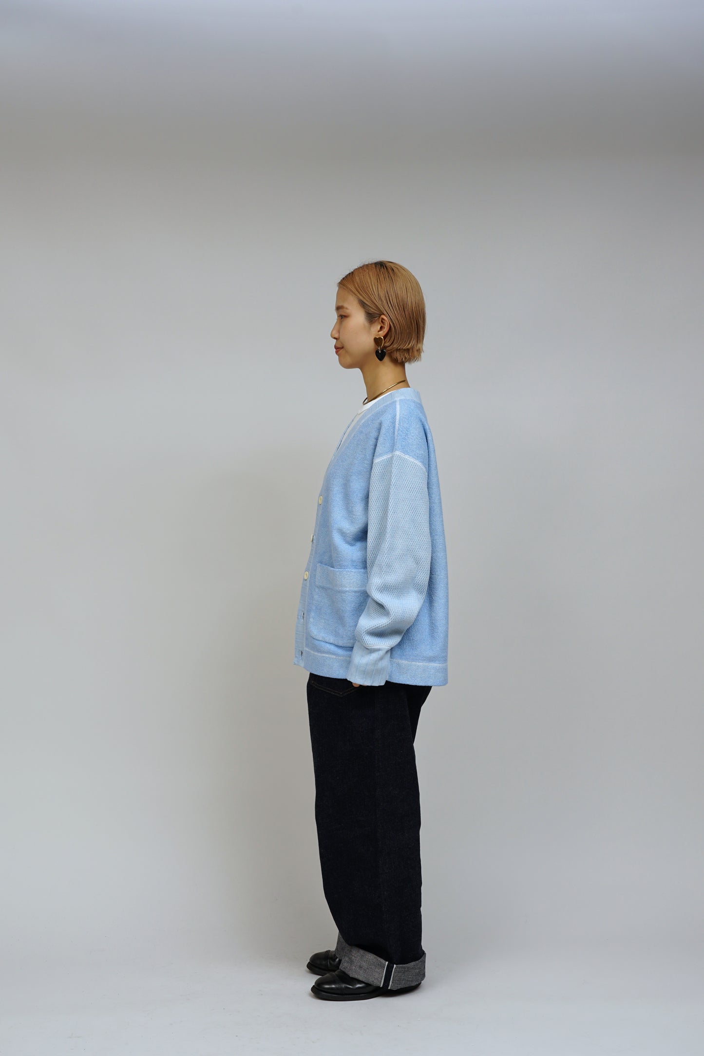 NIGEL CABOURN WOMEN'S BIG WAFFLE CARDIGAN - SAX
