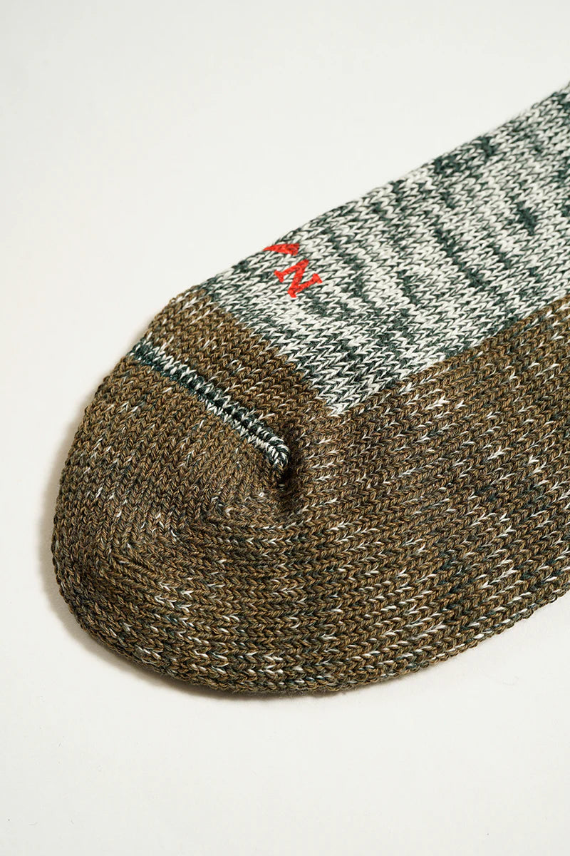 NIGEL CABOURN TWO TONE SOCKS - DARK GREEN