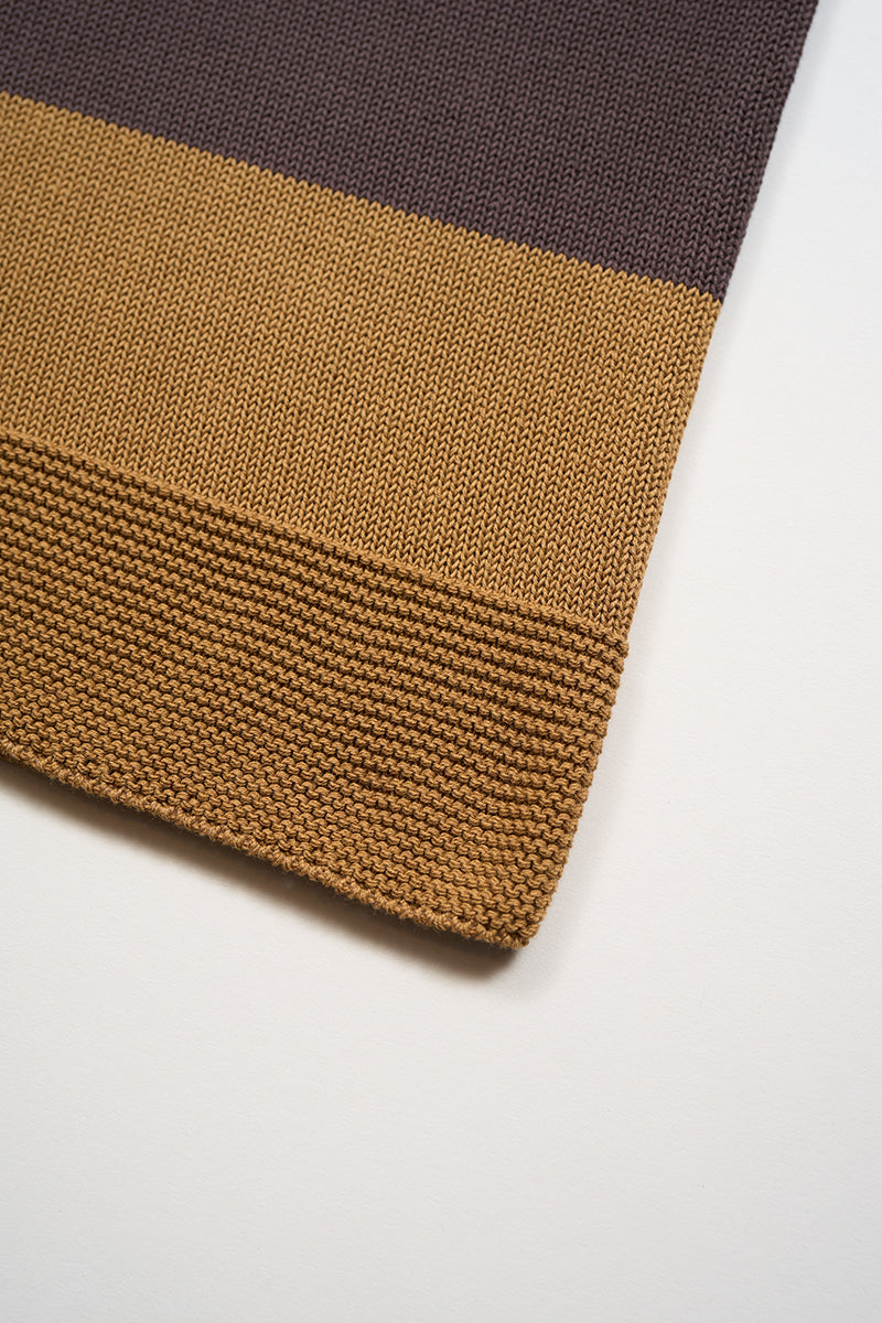 NIGEL CABOURN WOMENS MAINLINE BORDER KNIT POLO - BROWN