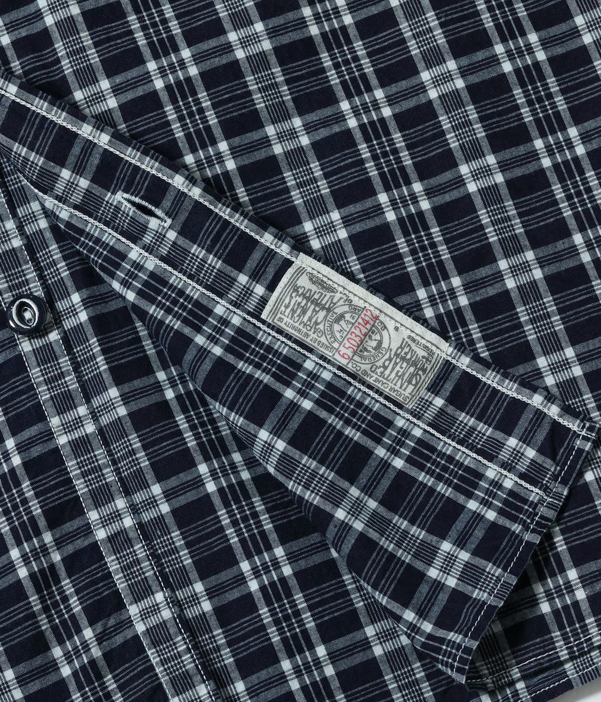 SUGAR CANE 'FICTION ROMANCE' INDIGO CHECK WORK SHIRT - NAVY