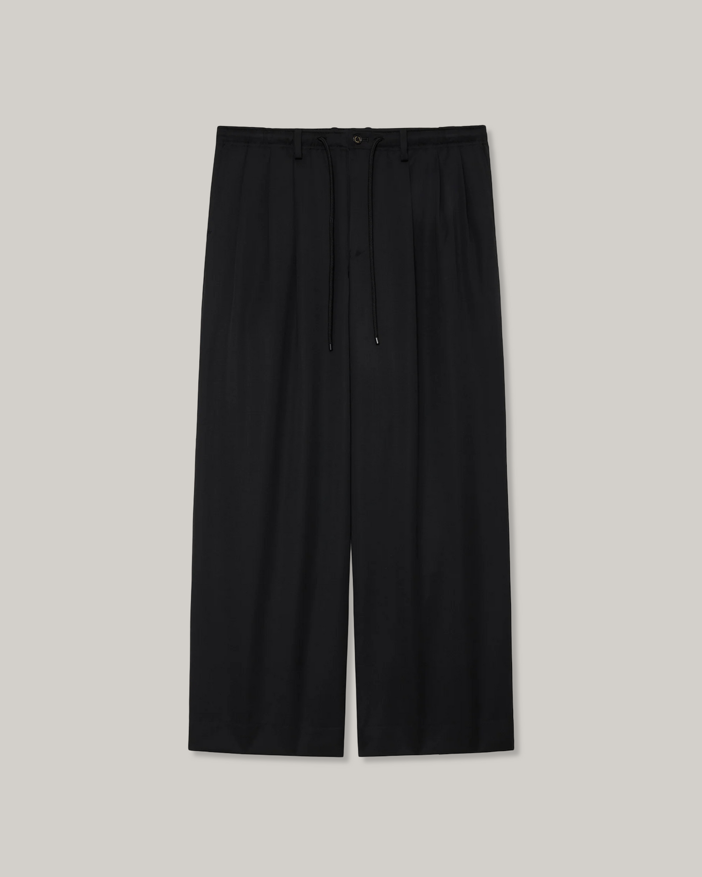 MARKAWARE WOOL GABARDINE TRIPLE PLEATED EASY TROUSERS - BLACK