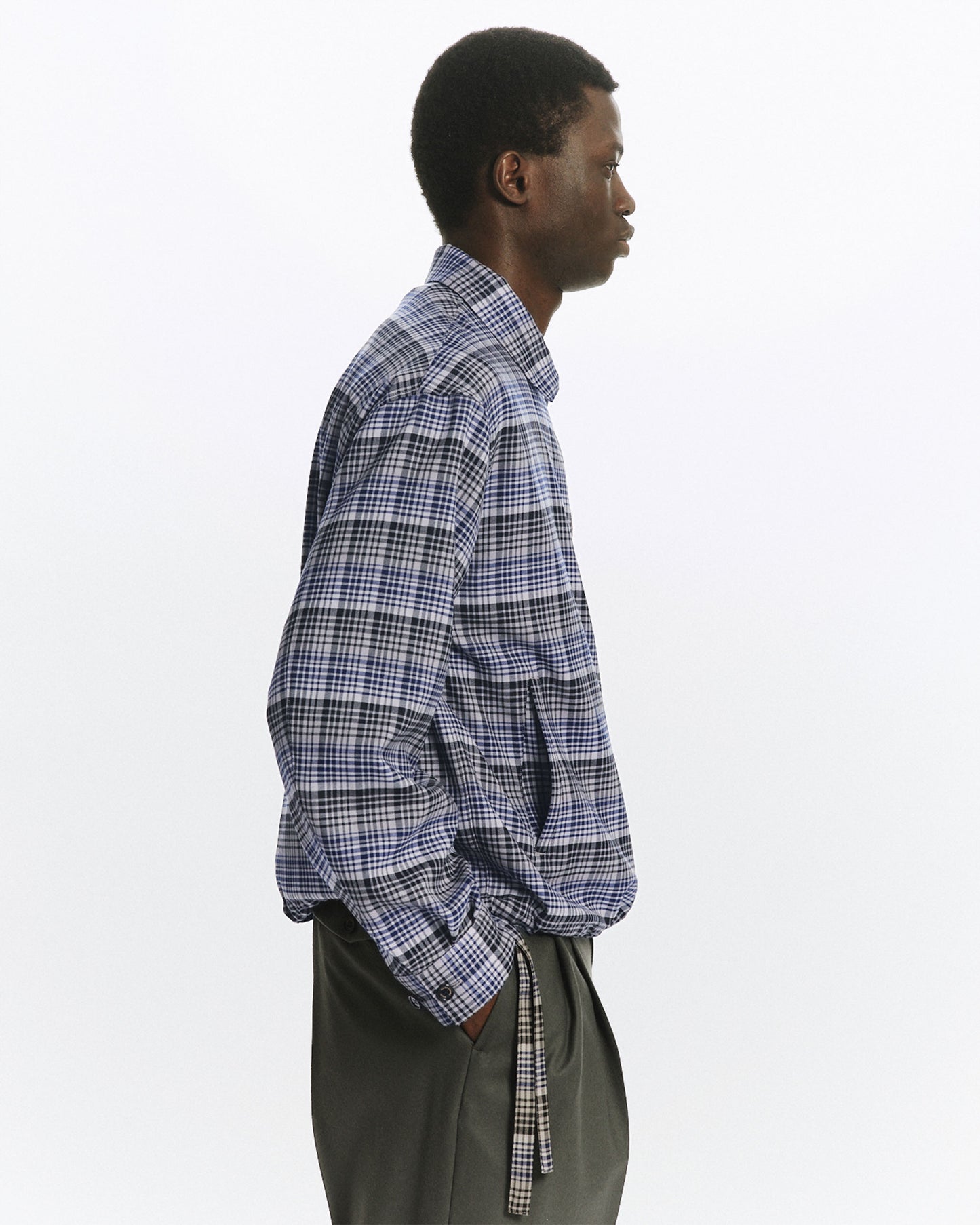 MARKAWARE HALF ZIP SERVICE JACKET - PURPLE CHECK