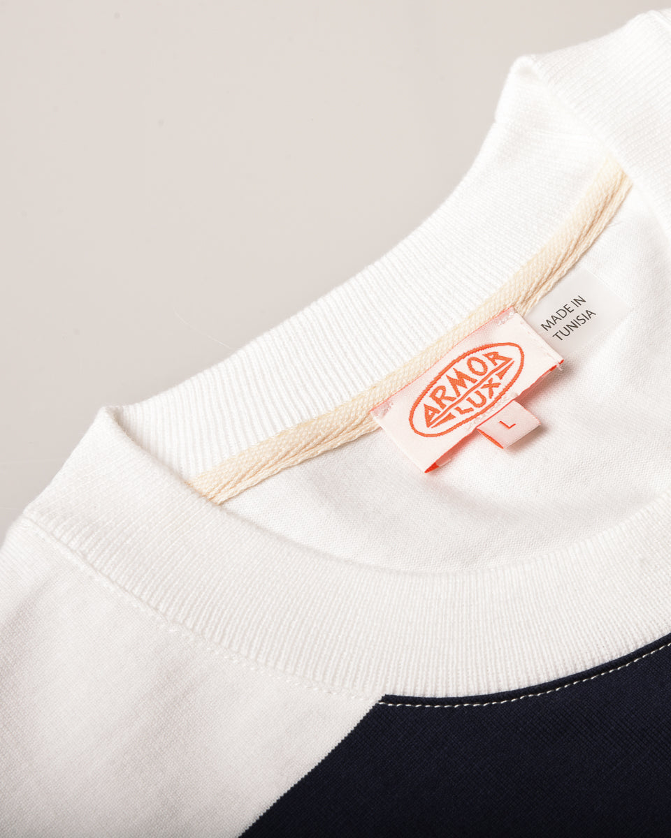 ARMOR LUX WIDE STRIPE LS TEE - MILK/ MARINE DEEP