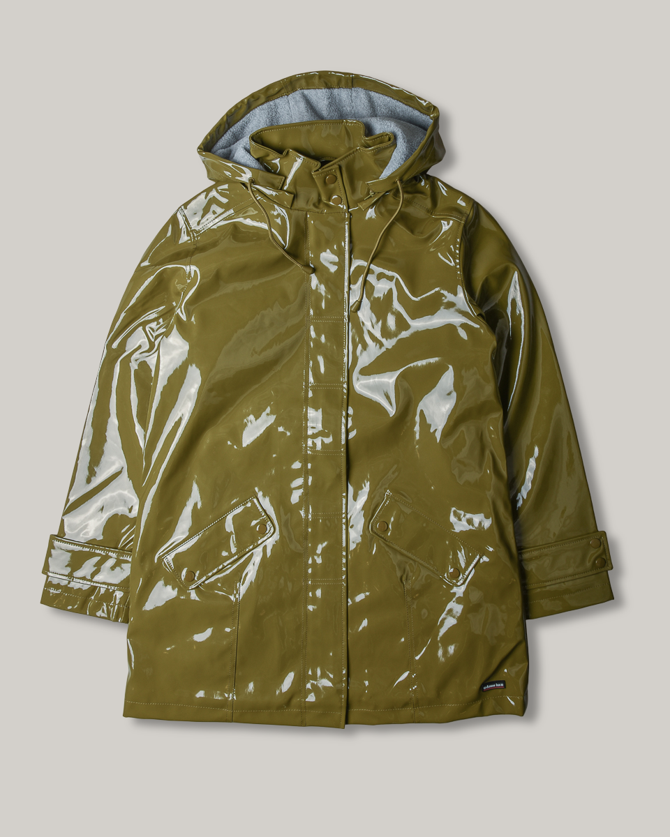 ARMOR LUX LADIES SHINY RAIN JACKET - FIR GREEN