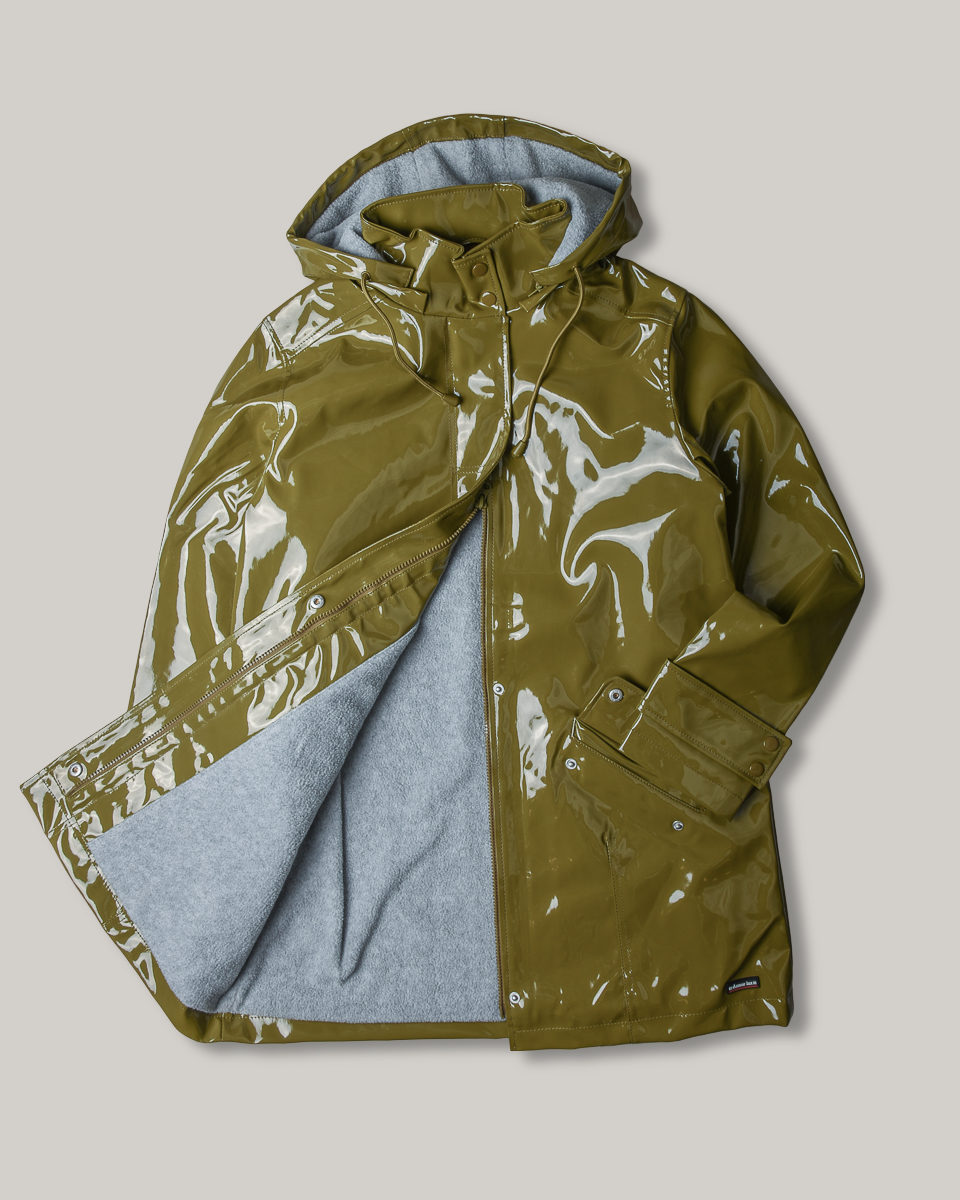 ARMOR LUX LADIES SHINY RAIN JACKET - FIR GREEN
