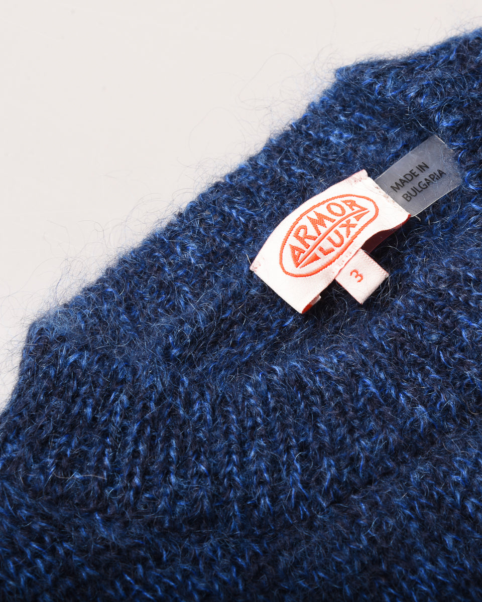 ARMOR LUX LADIES MOHAIR STRIPED JUMPER - SEAL/ SODALITE/ NATURE