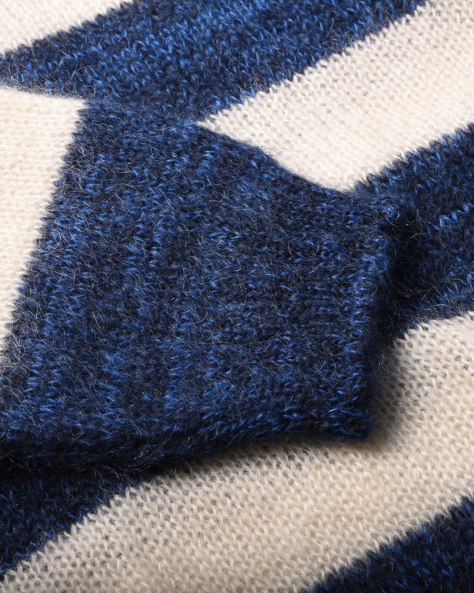 ARMOR LUX LADIES MOHAIR STRIPED JUMPER - SEAL/ SODALITE/ NATURE