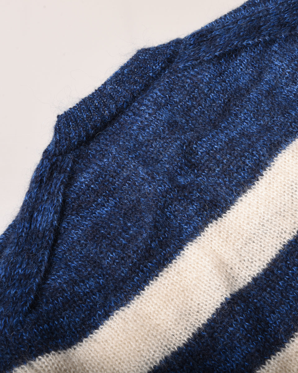 ARMOR LUX LADIES MOHAIR STRIPED JUMPER - SEAL/ SODALITE/ NATURE