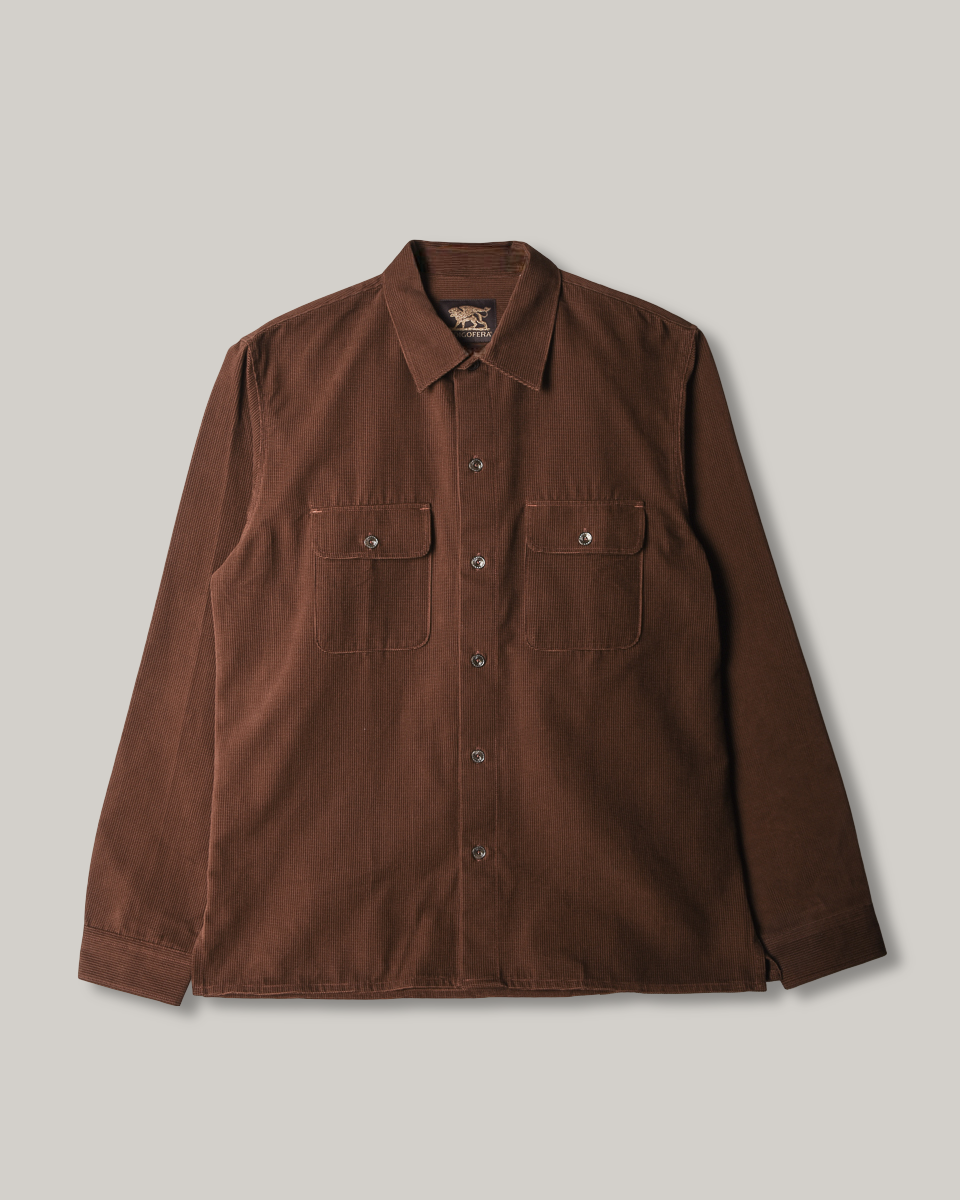 INDIGOFERA WEBSTER SHIRT - RUST SQUARE CORDUROY