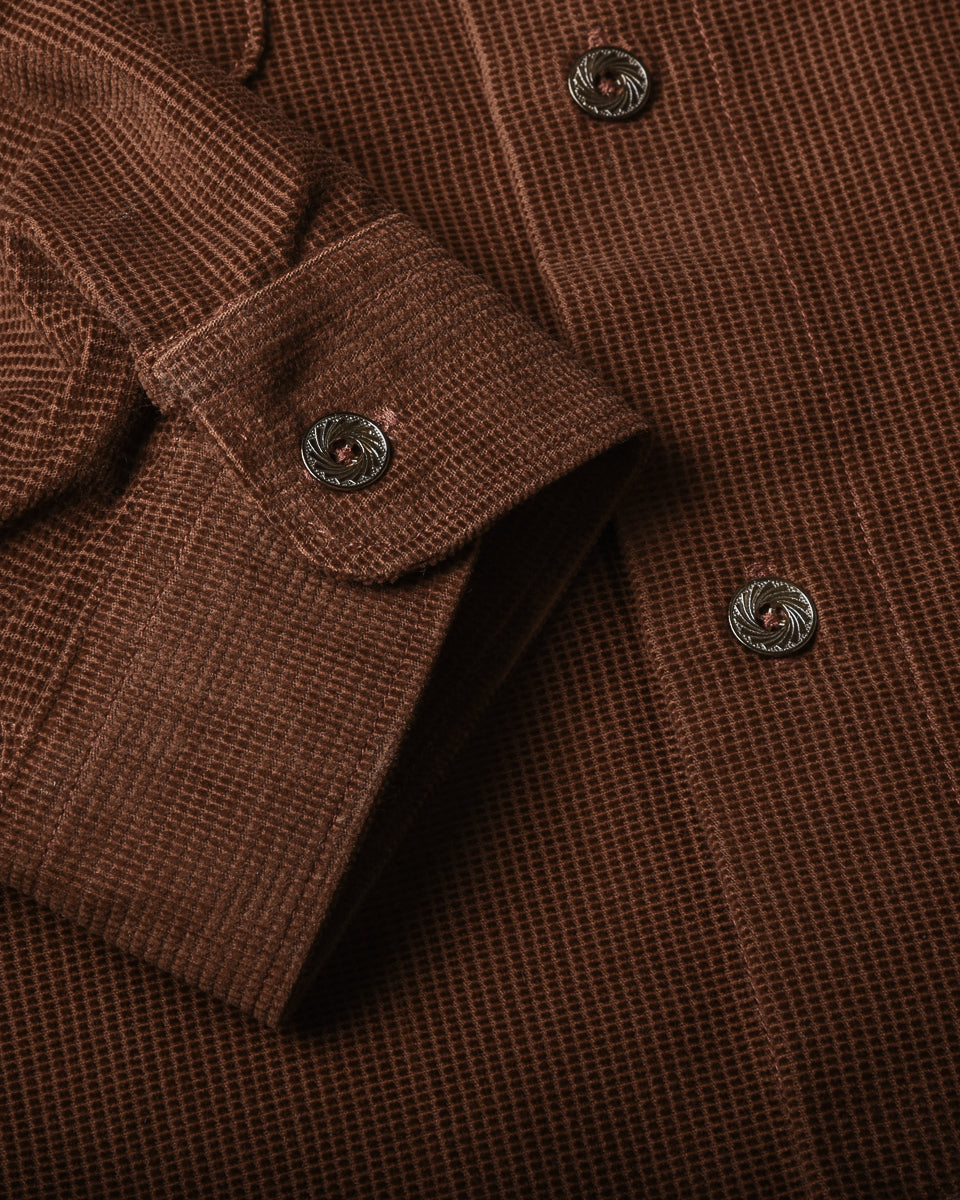 INDIGOFERA WEBSTER SHIRT - RUST SQUARE CORDUROY