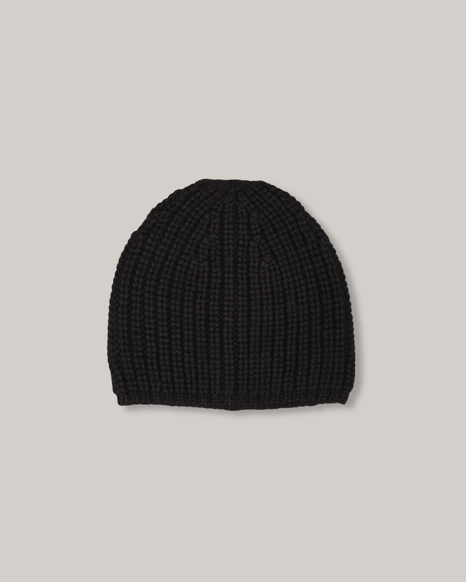 MONITALY ALPACA RIB KNIT CAP - BLACK
