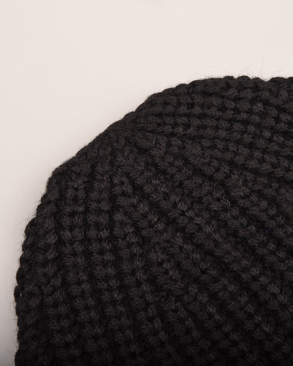 MONITALY ALPACA RIB KNIT CAP - BLACK