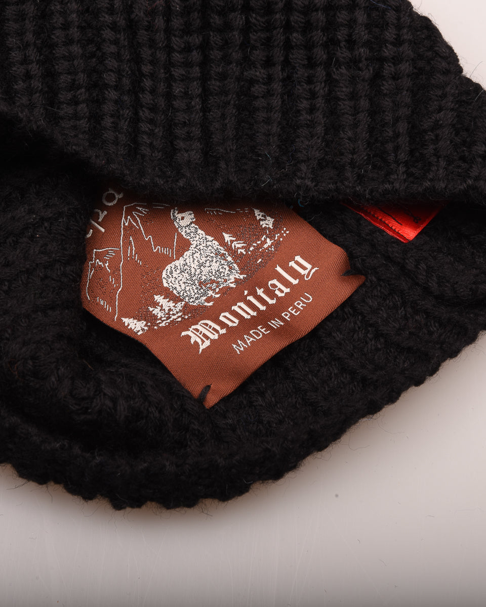 MONITALY ALPACA RIB KNIT CAP - BLACK