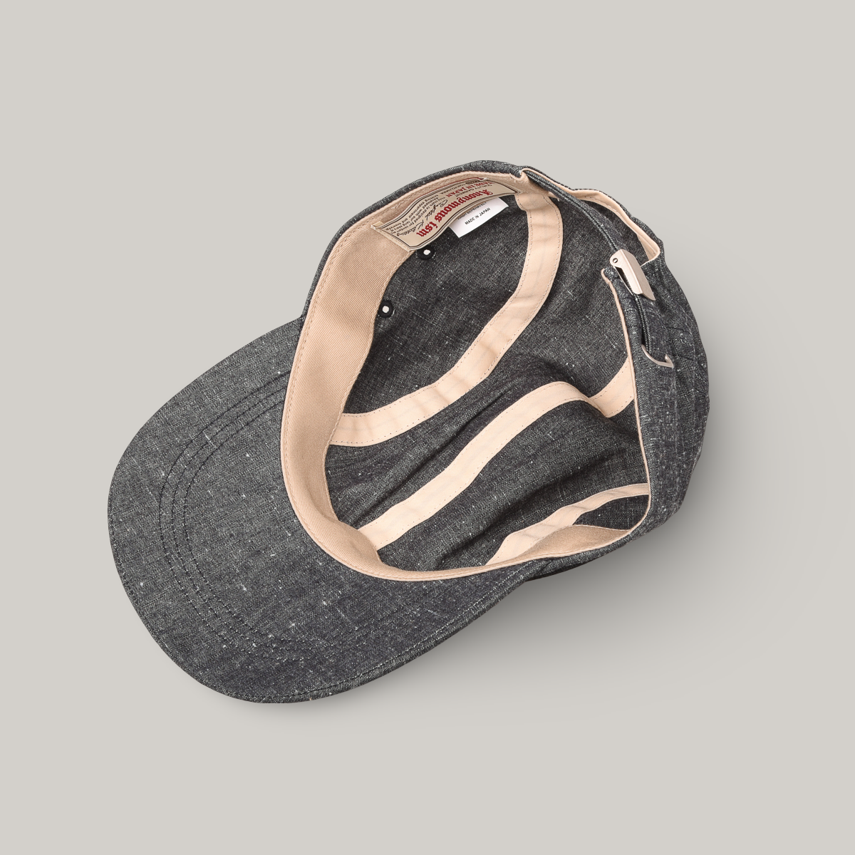 ANONYMOUS ISM LINEN BLEND CHAMBRAY KYOTO CAP - NAVY