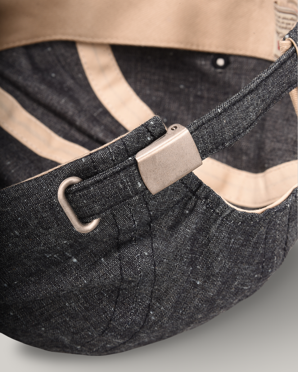 ANONYMOUS ISM LINEN BLEND CHAMBRAY KYOTO CAP - NAVY