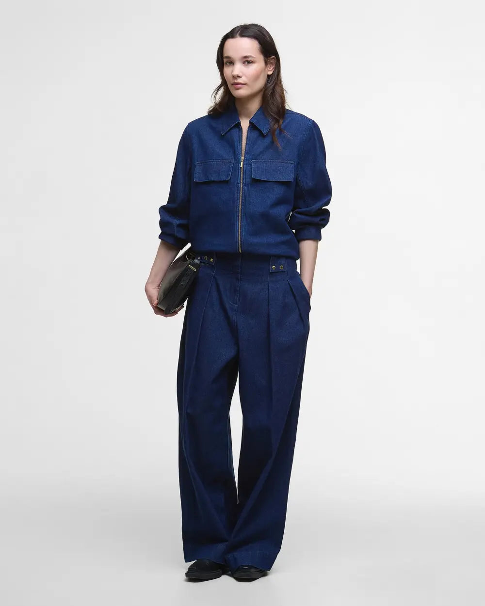 BARBOUR ARLA DENIM WIDE LEG TROUSERS - RINSE WASH