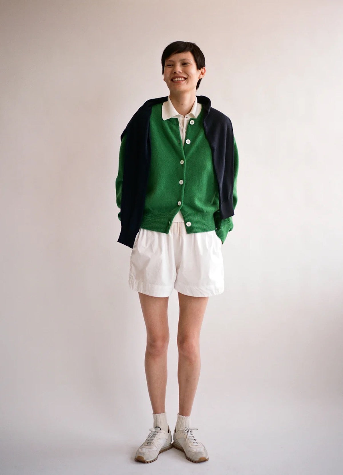 &DAUGHTER ADA CREWNECK CARDIGAN - PAGODA GREEN