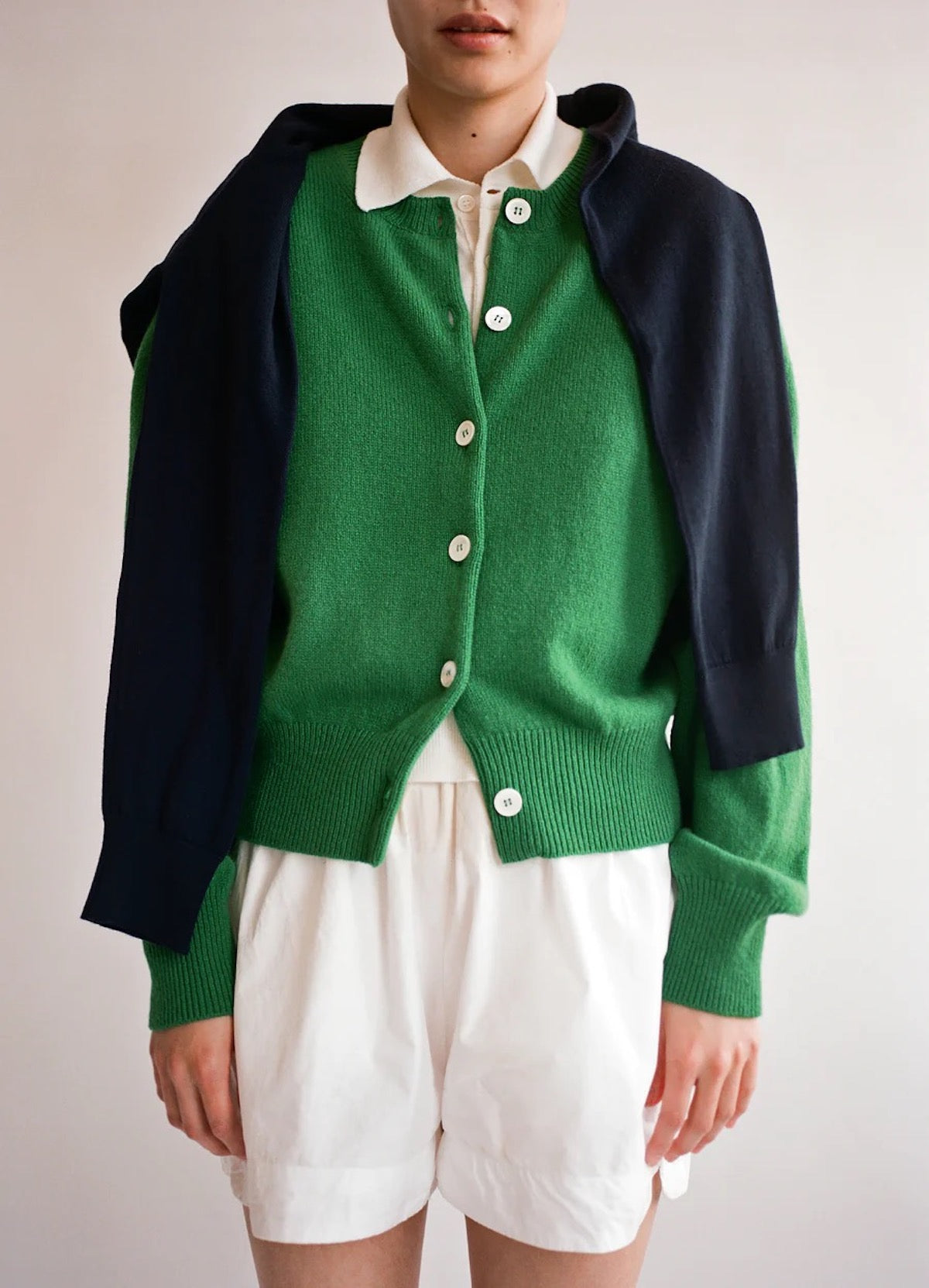 &DAUGHTER ADA CREWNECK CARDIGAN - PAGODA GREEN