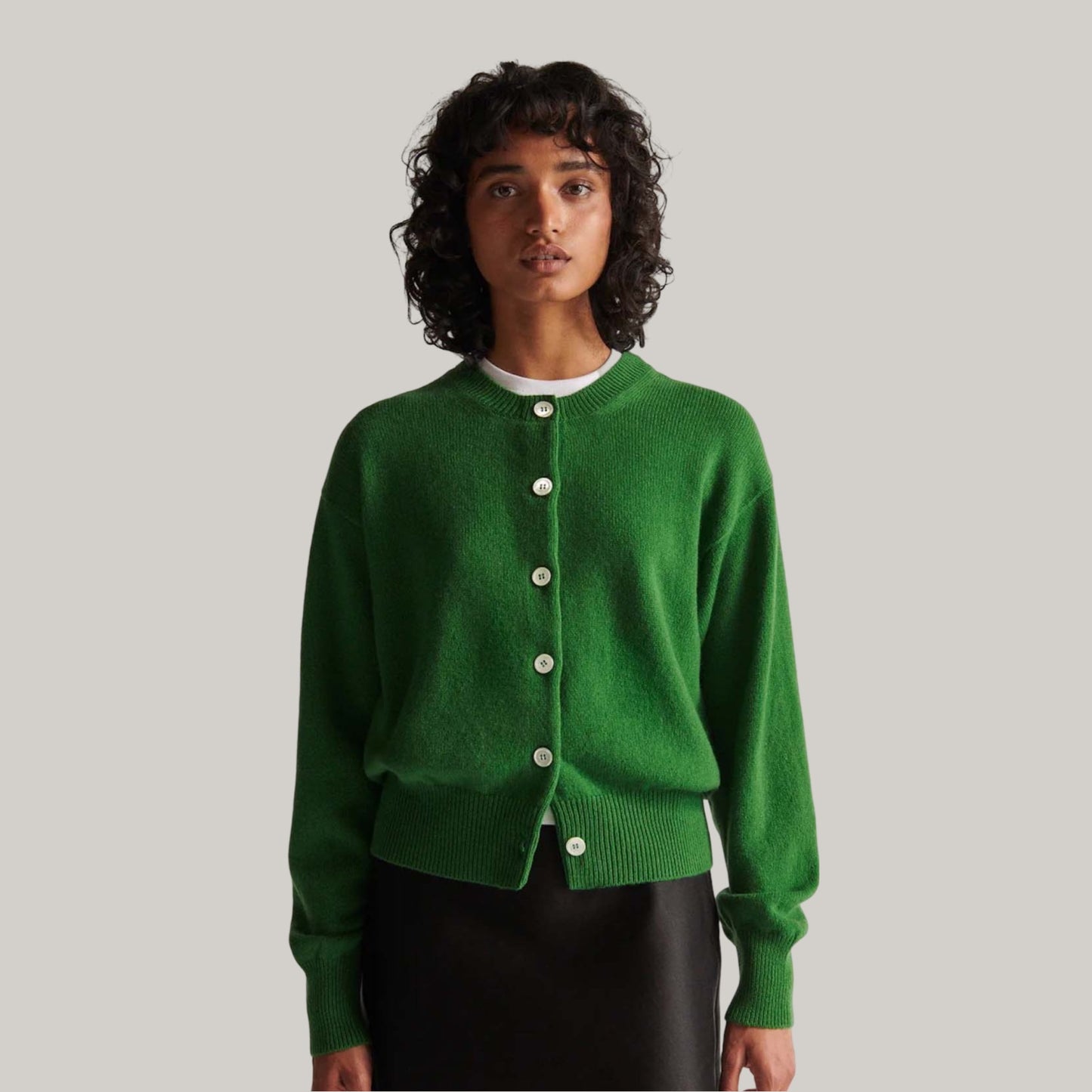 &DAUGHTER ADA CREWNECK CARDIGAN - PAGODA GREEN