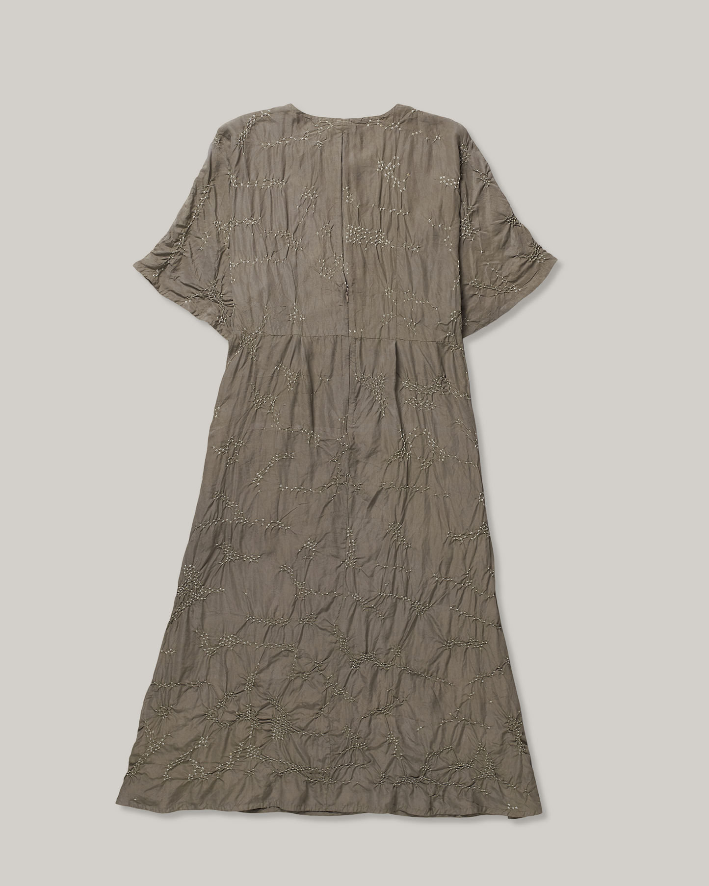 11.11 SILK BHANDANI DRESS - CHARCOAL