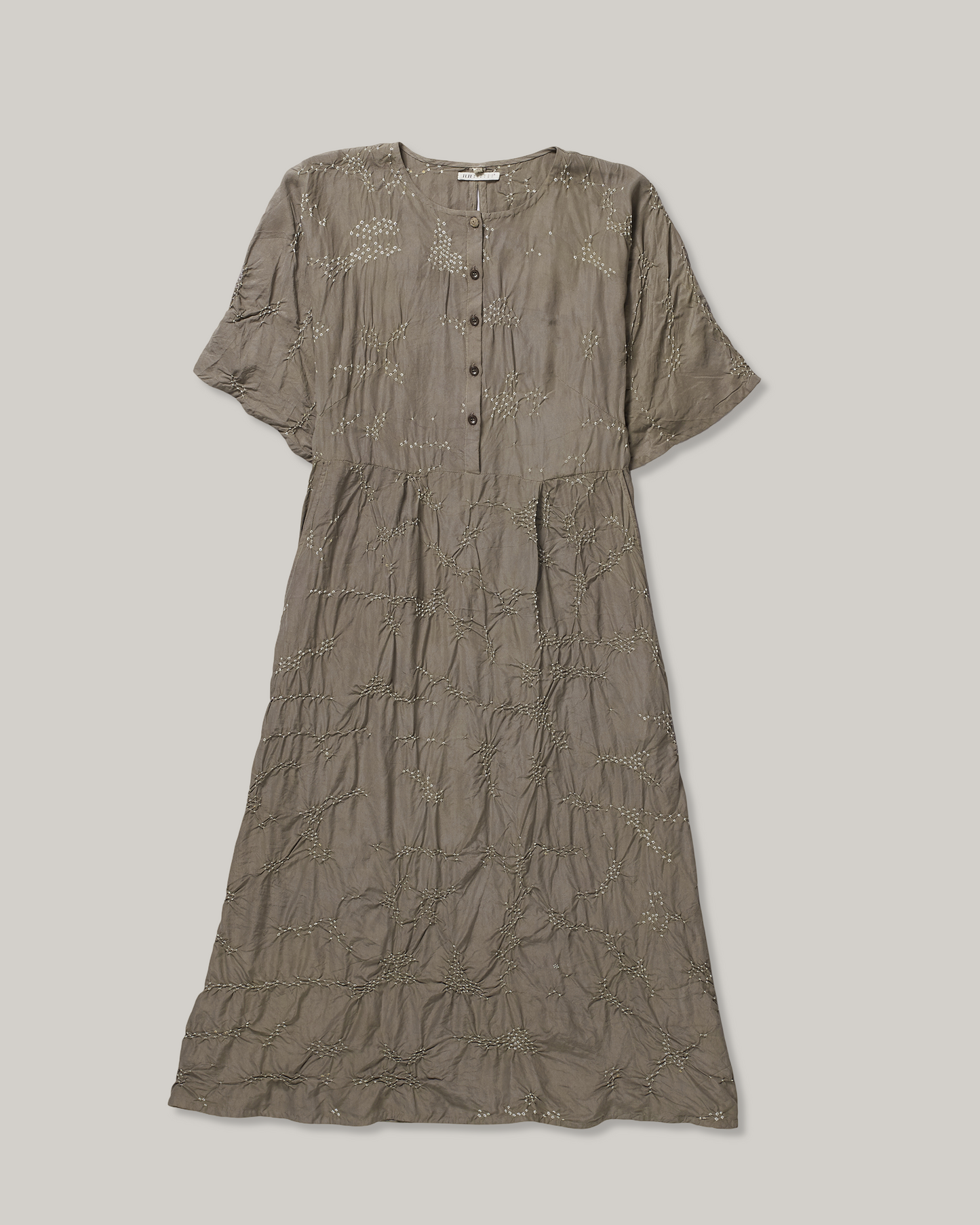 11.11 SILK BHANDANI DRESS - CHARCOAL