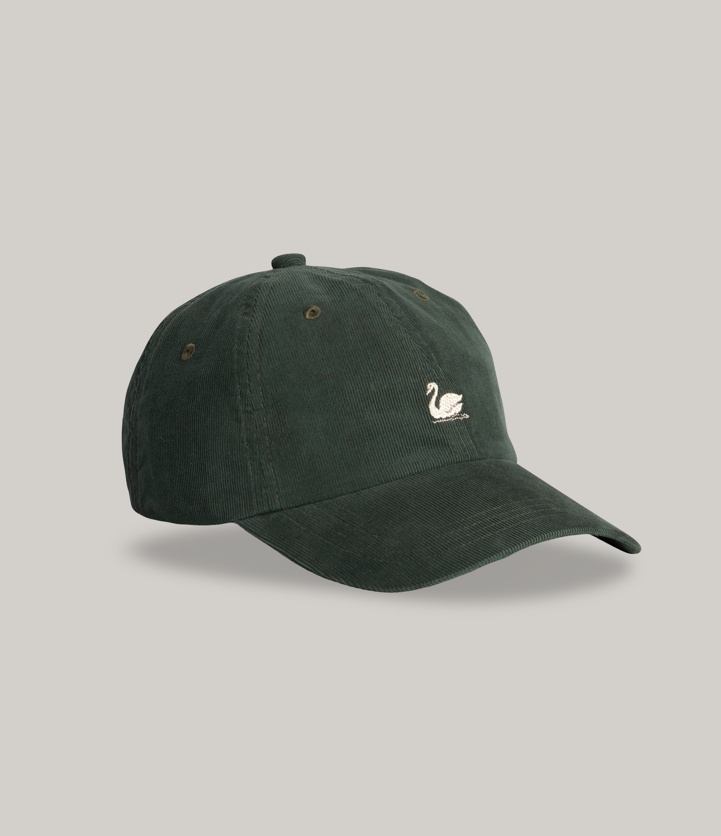 MERZ B. SCHWANEN CORDUROY SWAN LOGO CAP - FOREST