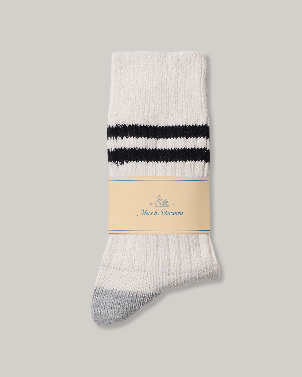 MERZ B SCHWANEN RECYCLED COTTON STRIPED SOCKS - NATURE/ BLACK