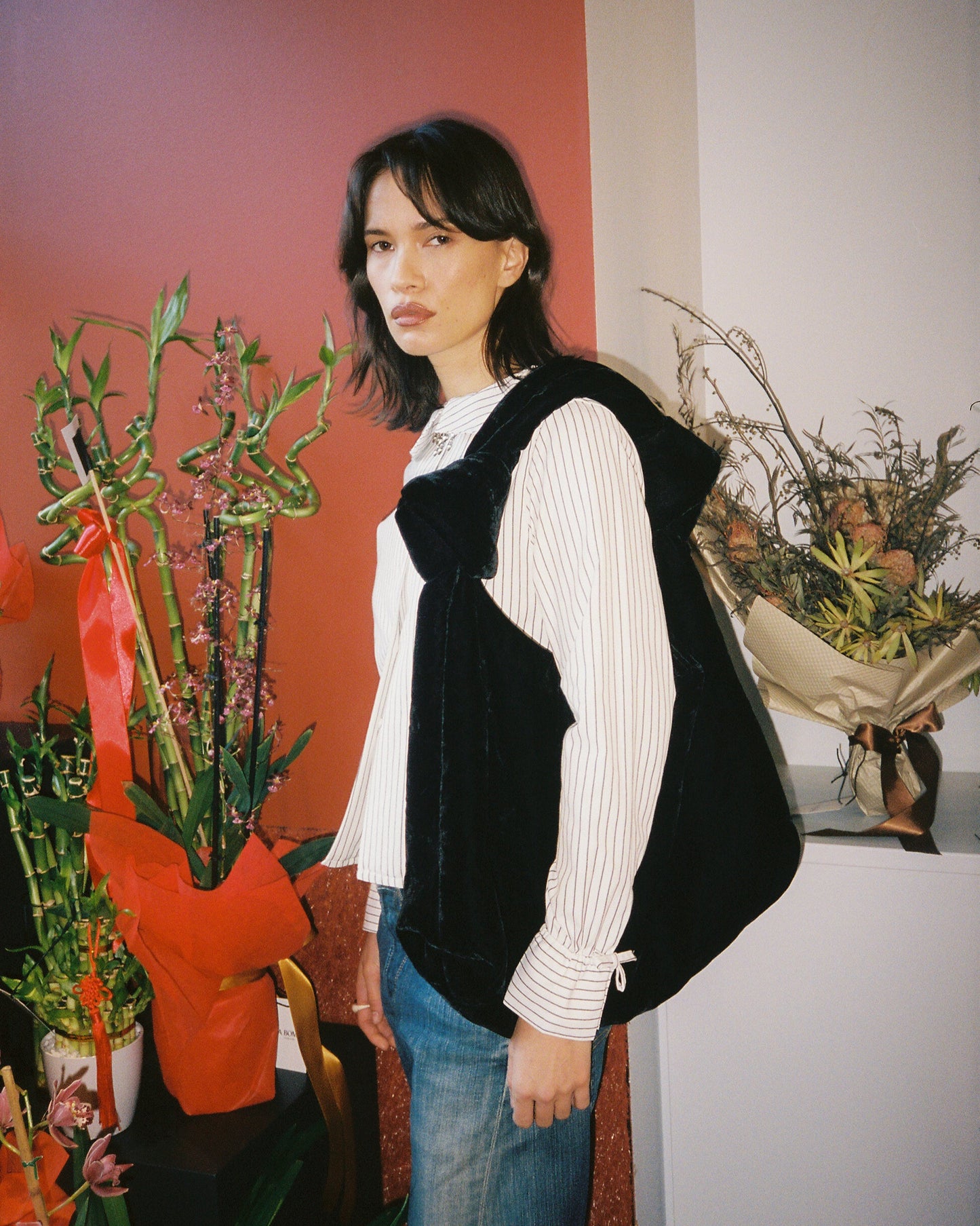 A BRONZE AGE - JOAN TOTE BAG - BLACK VELVET