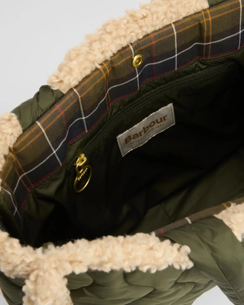 BARBOUR MARNIE QUILTED TOTE BAG - OLIVE