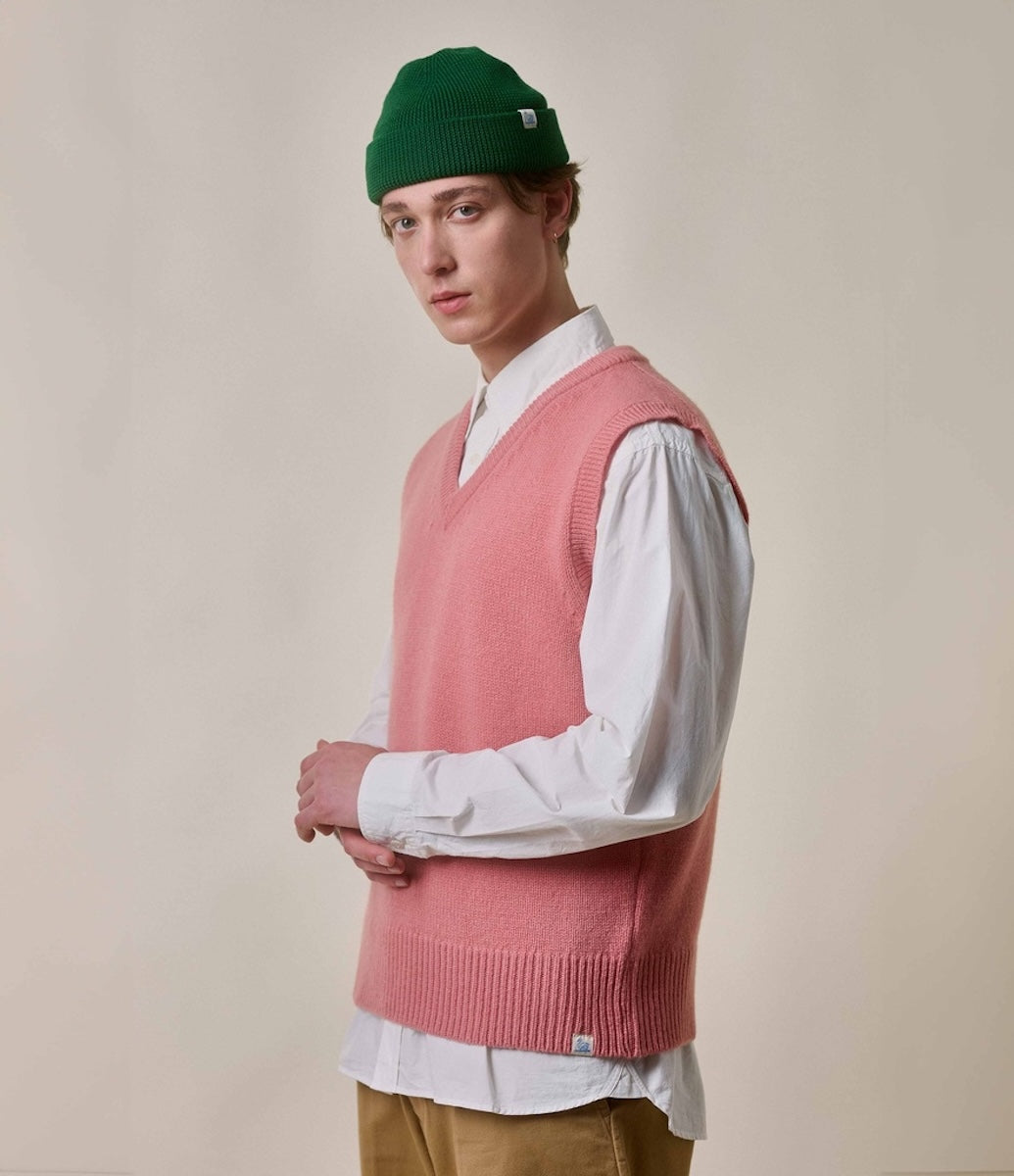 MERZ B SCHWANEN MERINO WOOL VEST - ROSEWOOD