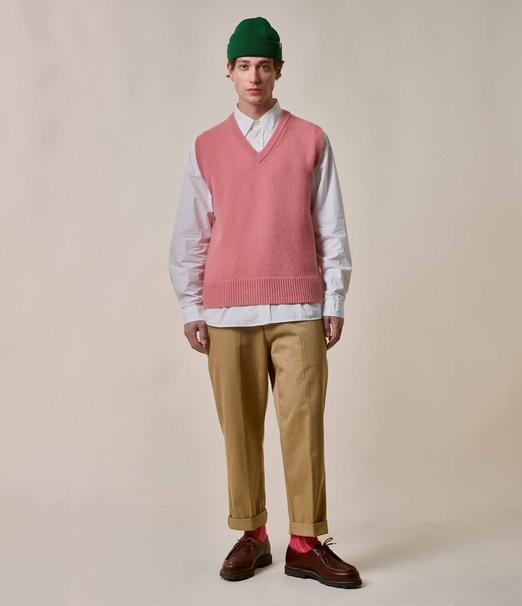 MERZ B SCHWANEN MERINO WOOL VEST - ROSEWOOD
