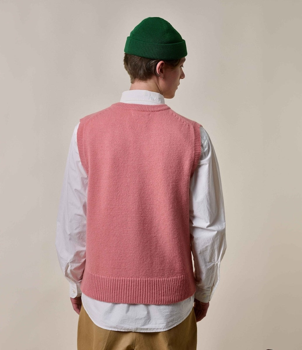 MERZ B SCHWANEN MERINO WOOL VEST - ROSEWOOD