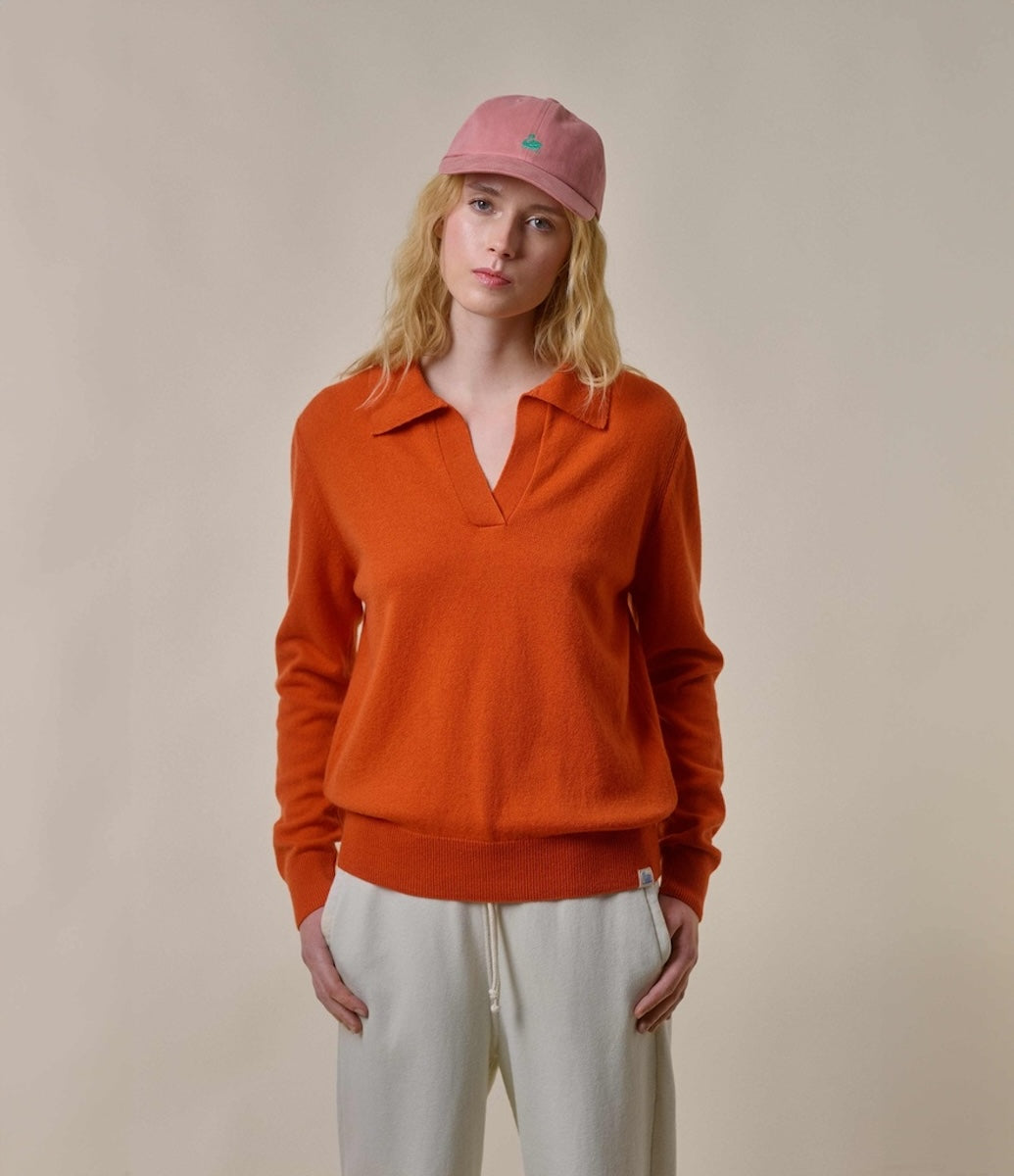 MERZ B SCHWANEN WOMEN'S V-NECK PULLOVER - PUMPKIN