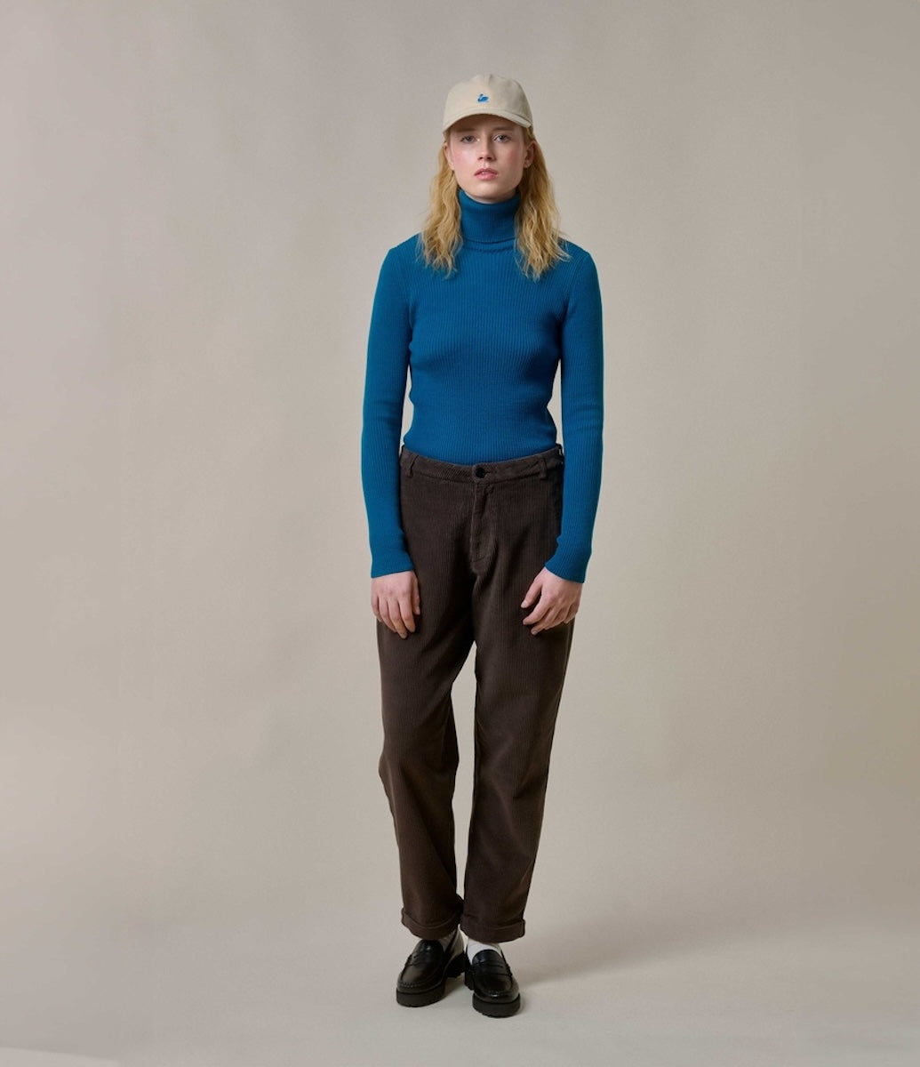 MERZ B. SCHWANEN WOMEN'S MERINO TURTLENECK PULLOVER - CARBON BLUE