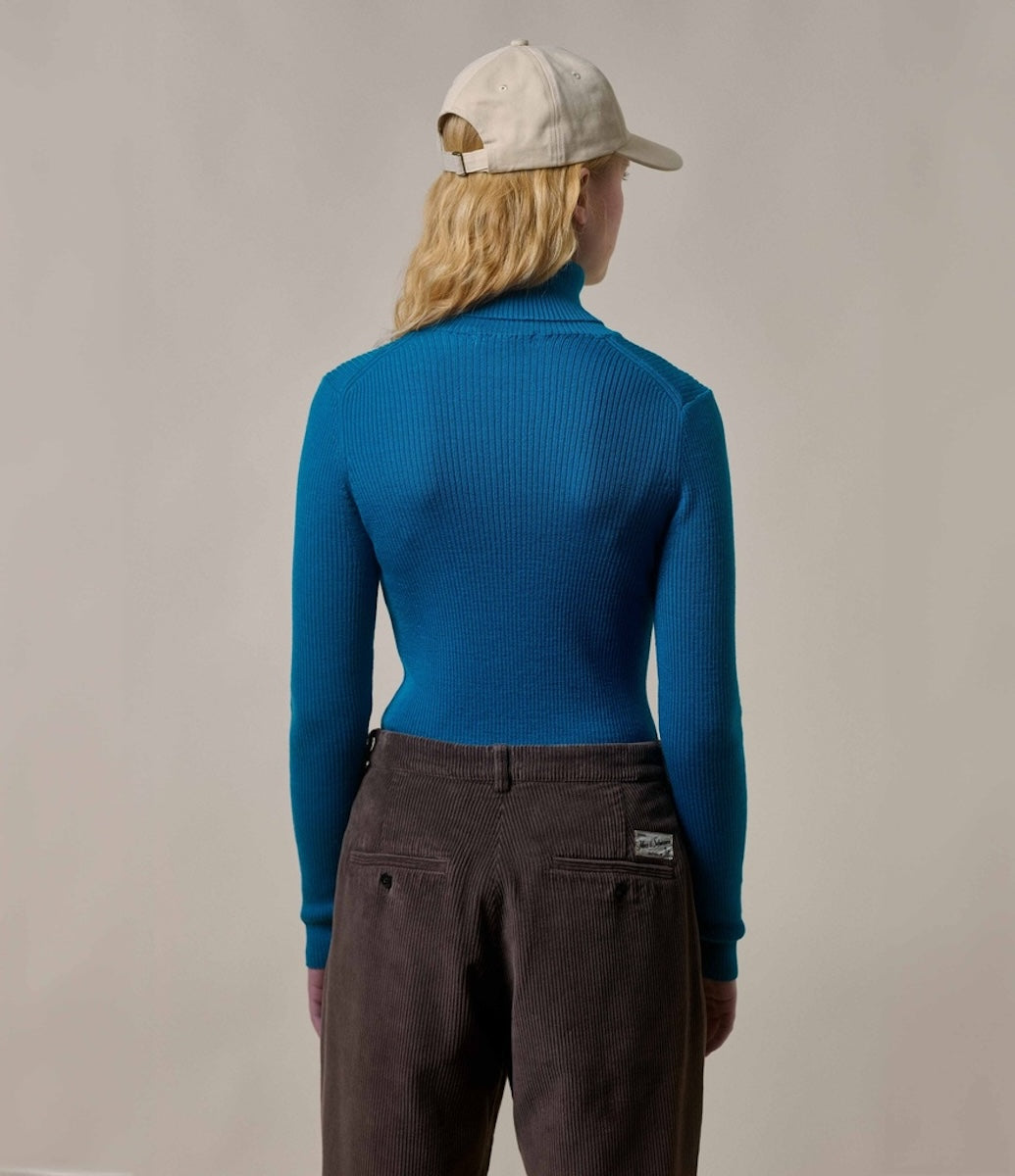 MERZ B. SCHWANEN WOMEN'S MERINO TURTLENECK PULLOVER - CARBON BLUE