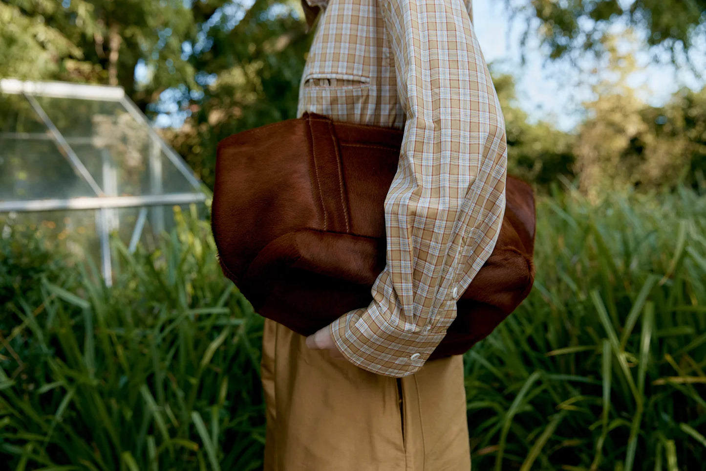 CAWLEY HAIR ON HIDE MINI TOTE BAG - CHESTNUT