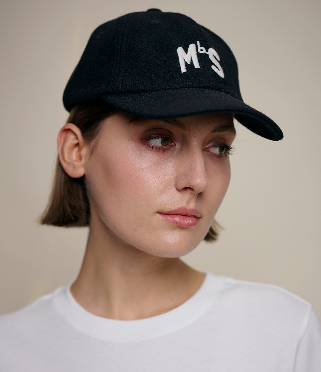 MERZ B. SCHWANEN WOOL MBS LOGO CAP - DEEP BLACK