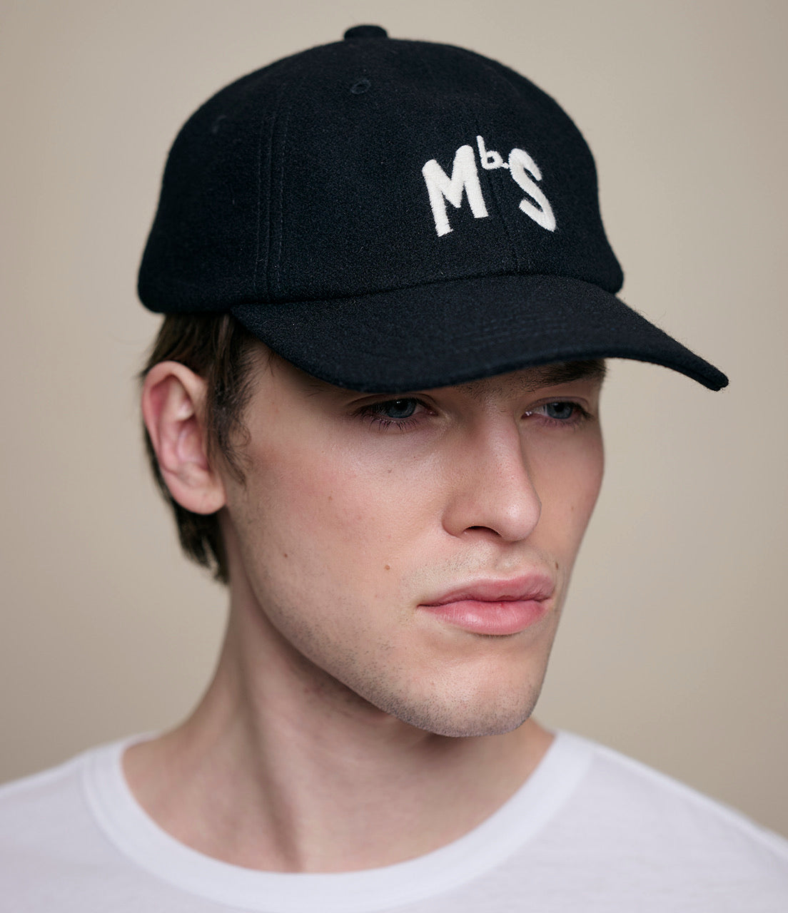 MERZ B. SCHWANEN WOOL MBS LOGO CAP - DEEP BLACK