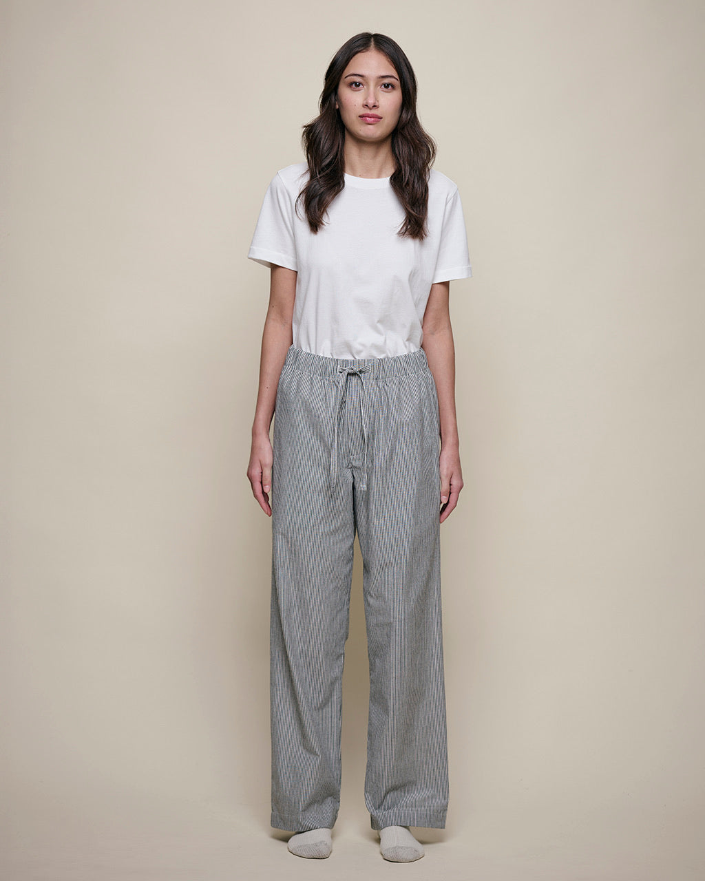 MERZ B. SCHWANEN COTTON PYJAMA PANTS - DEEP BLACK/ NATURE