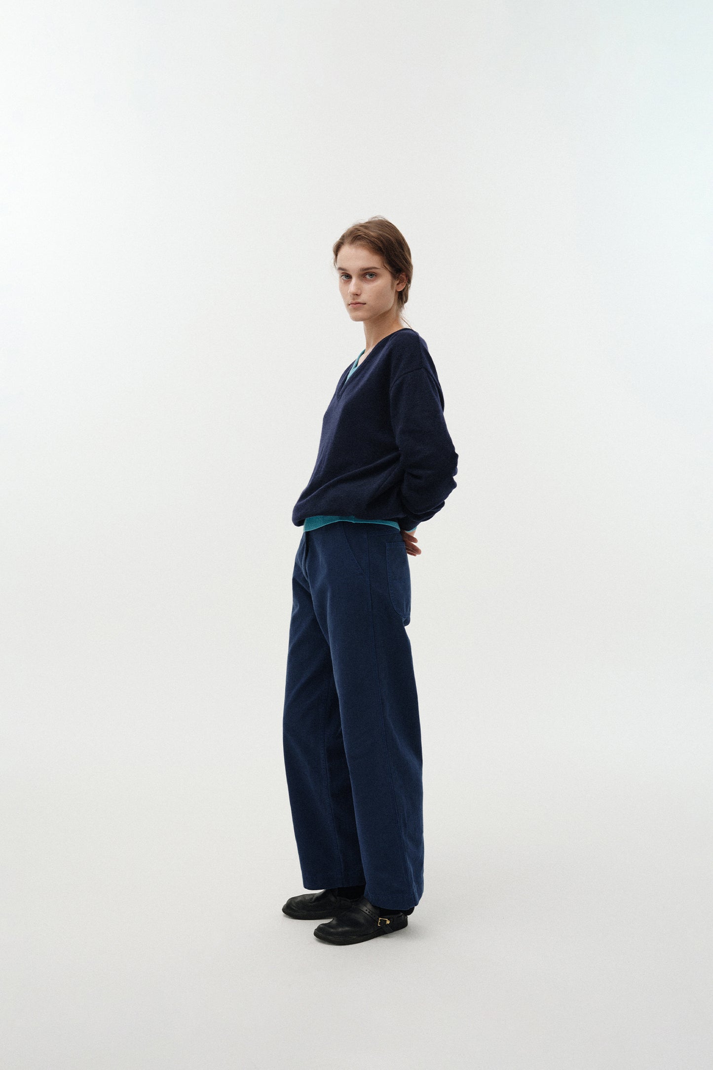 NOTHING WRITTEN PAAN COTTON WORK PANTS - BLUE